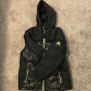 Black and Green Hooded Jacket